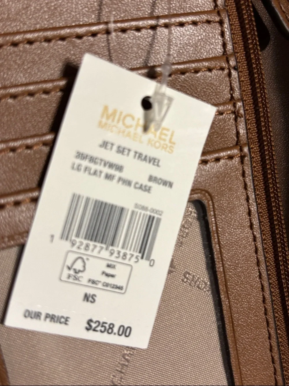 Michael‎ Kors Brown Signature Logo Wristlet.  Jet Set Travel Wallet.